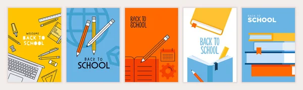 Set Back School Posters Vector Illustration Concepts Graphic Web Design — Stock vektor