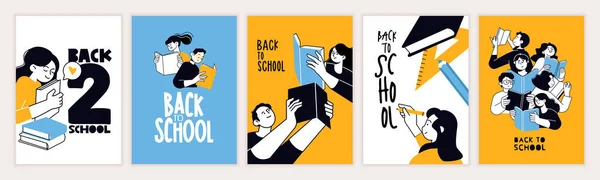 Set Back School Posters Vector Illustration Concepts Graphic Web Design — Stock Vector