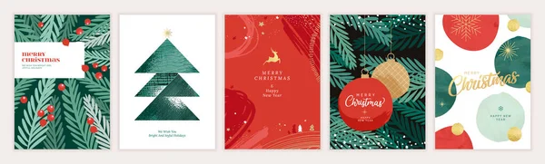 Conjunto Tarjetas Felicitación Navidad Año Nuevo 2023 Conceptos Modernos Ilustración — Archivo Imágenes Vectoriales