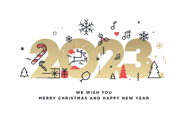 2023 Feliz Navidad Feliz Año Nuevo Concepto Ilustración Vectorial Para — Vector de stock