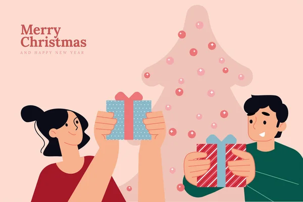Joyeux Noël Bonne Année Carte Voeux Concept Illustration Vectorielle Pour — Image vectorielle