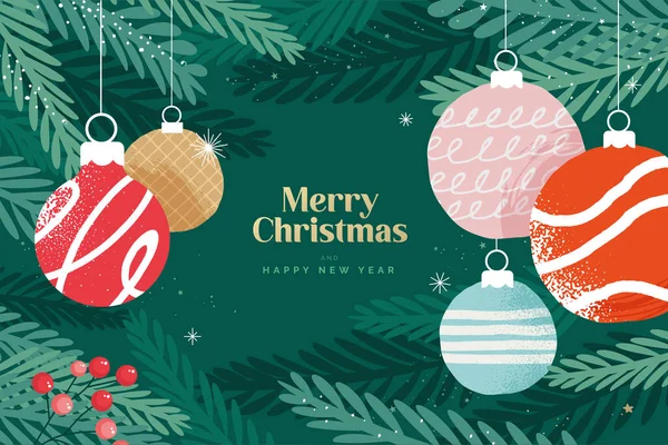 Tarjeta Felicitación Navidad Año Nuevo 2023 Moderno Concepto Ilustración Vectorial — Vector de stock