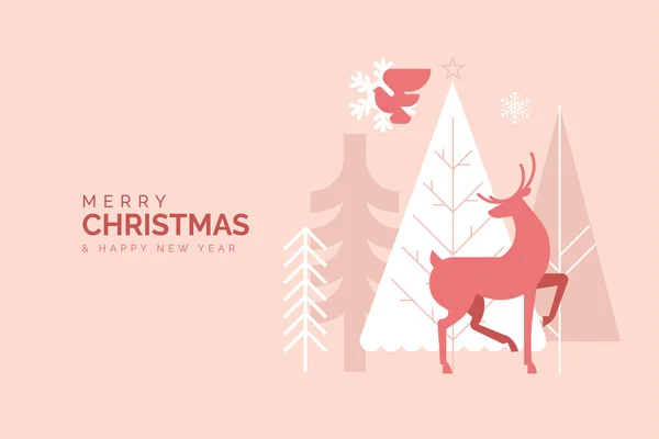 Feliz Natal Feliz Ano Novo Cartão Saudação Conceito Ilustração Vetorial — Vetor de Stock