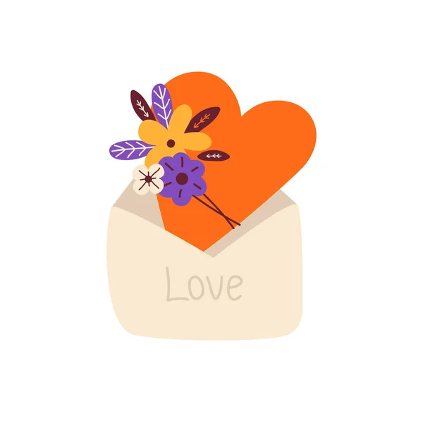 情人节快乐。红心纸袋。设计贺信信是我的情人。有爱的宣言的贺卡。斯堪的纳维亚风格的手绘插图. — 图库矢量图片