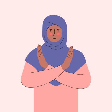 Önyargıyı kır. Uluslararası Kadınlar Günü. IWD. 8 Mart. Müslüman kadın tesettüre girmiş. Bias kampanyasını boz. Ayrımcılığa ve basmakalıba karşı dur. Vektör illüstrasyonu, poster, afiş.