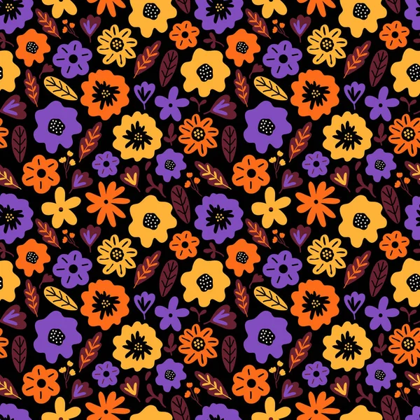 Floreciente Patrón Sin Costura Pradera Verano Patrón Floral Repetitivo Sobre Ilustración De Stock