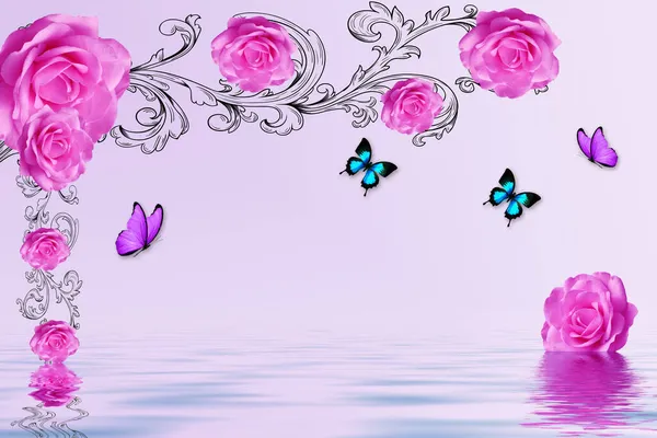 Illustration Beautiful Pink Flowers — Stock Photo, Image