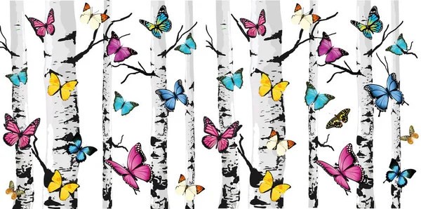 Schöner Schmetterling Auf Weißem Schwarzen Baum — Stockfoto