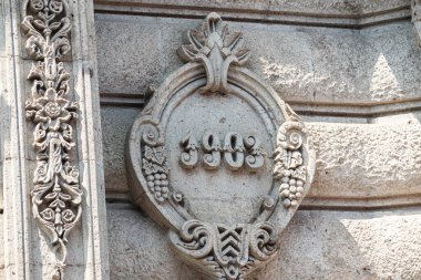 OAXACA, OAXACA, MEXICO - 24 Mayıs 2022: Teatro Makedonio Alcala, Meksika 'da inşa edildiği yılın ayrıntıları