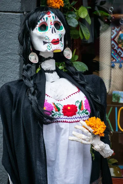 Xico Veracruz Mexico Październik 2021 Szkielet Ubrany Tradycyjne Meksykańskie Ubrania — Zdjęcie stockowe