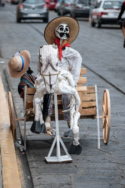 Xico Veracruz Messico Ottobre 2021 Scheletro Cavallo Vestito Con Abiti — Foto Stock