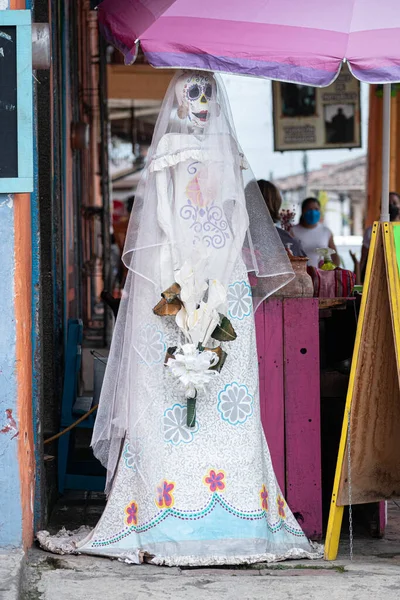 Xico Veracruz Mexico Październik Października 2021 Szkielet Ubrany Jak Panna — Zdjęcie stockowe