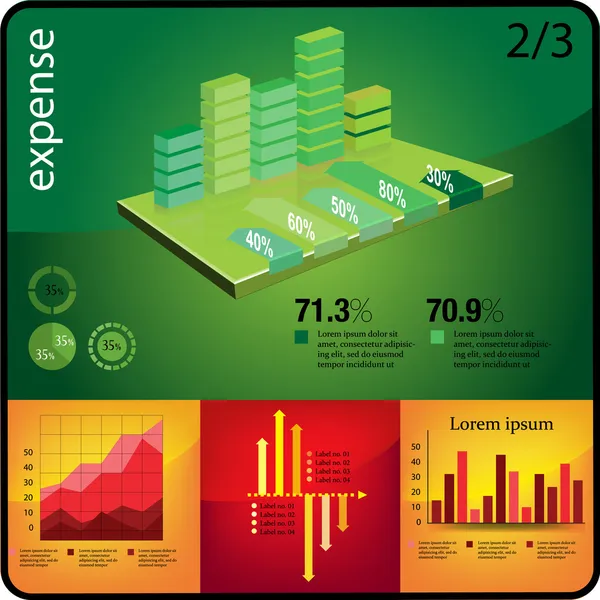 Infographic bemutató sablon grafikon kördiagram elem — Stock Vector