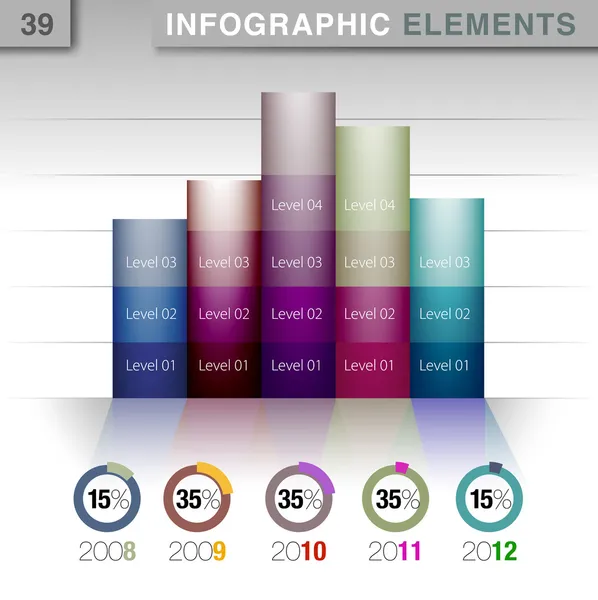 Infographic bemutató sablon grafikon kördiagram elem — Stock Vector