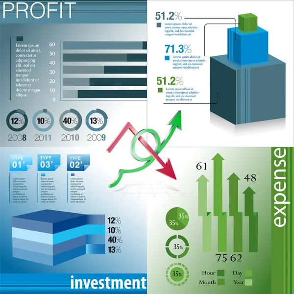 INFOGRAPHIC presentation template graph pie chart element — Stock Vector