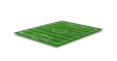 Yeşil çimen futbol sahası beyaz arkaplanda izole.