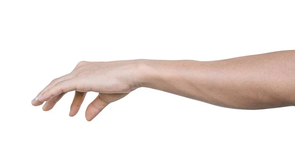 Man Hand Hold Something Isolated White Background Clipping Path — Stock Photo, Image