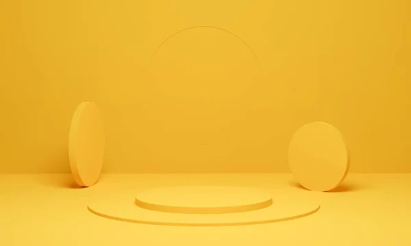 Silindir Arkaplan Minimal Sahne Geometrik Platform Reklam Için Sarı Podyum — Stok fotoğraf