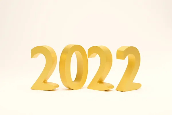 2022 Année Lettres Dorées Rendu Isolé Sur Blanc — Photo