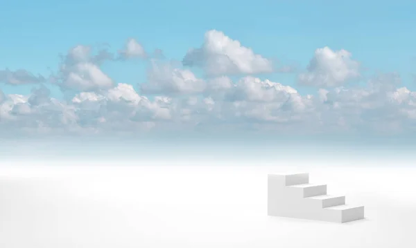 White Ladder Blue Sky Cloud Background Render — Stock Photo, Image