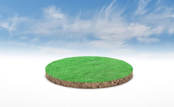 Rendering Kreis Podium Der Landwiese Bodenquerschnitt Mit Grünem Gras Über — Stockfoto