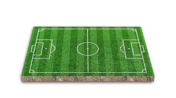 Rendering Soccer Lawn Green Grass Football Field Isolated White Background — Stock Photo, Image