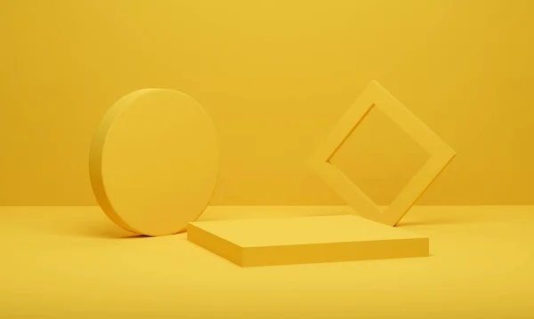 Abstrakter Hintergrund Minimale Szene Geometrische Plattform Gelber Podest Sockel Für — Stockfoto