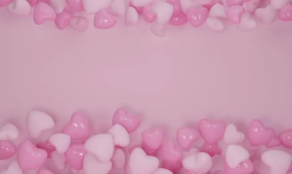 Renderização Coração Voando Fundo Cor Pastel Rosa Banner Amor Bonito — Fotografia de Stock