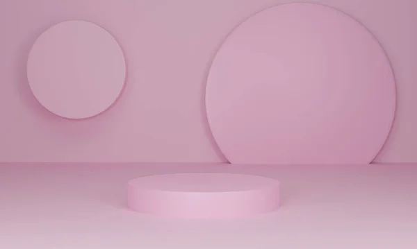 Rendering Pinkfarbenes Zylinderpodest Auf Pastellfarbenem Hintergrund Abstrakte Minimalszene Mit Geometrischem — Stockfoto