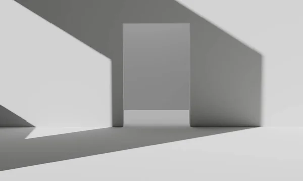 Abstrato Fundo Sala Branca Com Sombras Luz Renderização — Fotografia de Stock