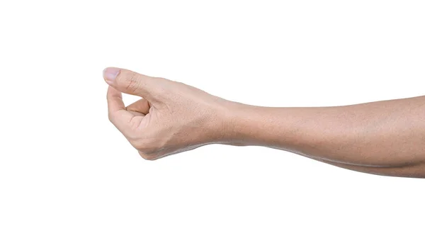 Человек Руки Держать Изолированные Белом Фоне Обрезанием Пути — стоковое фото