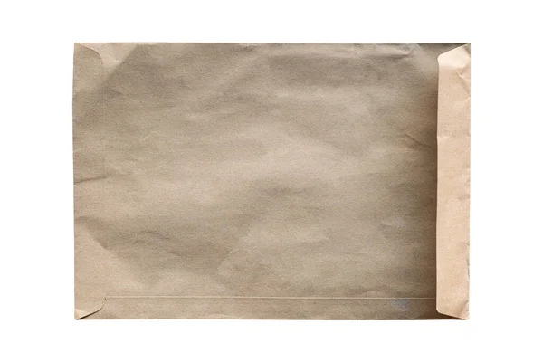 在白色背景上孤立的棕色纸袋 具有裁剪路径的对象 — 图库照片