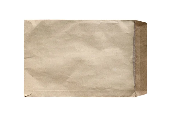 Otevřít Obálku Hnědého Papíru Izolovanou Bílém Pozadí Objekt Oříznutou Cestou — Stock fotografie
