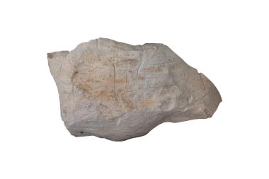 Beyaz arka planda izole taşlar. Kaya kırpma yolunu içerir.