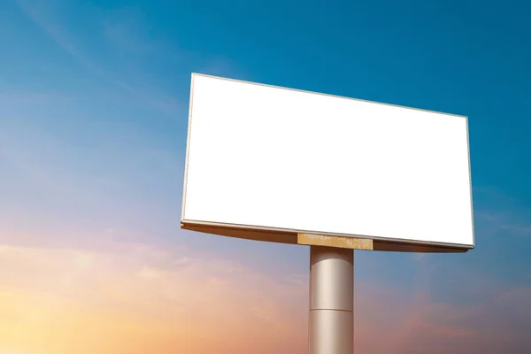 Blank billboard with empty screen at twilight for advertisement design or text. mockup template