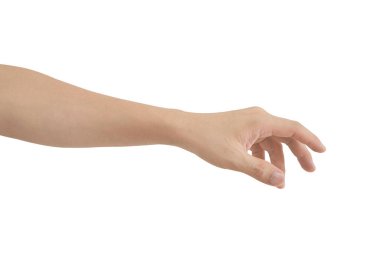 Beyaz arkaplanda izole edilmiş el hareketi kırpma yolunu içerir.