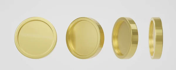 Conjunto Monedas Oro Forma Diferente Sobre Fondo Blanco Renderizado — Foto de Stock