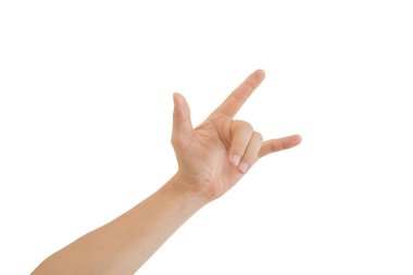 Beyaz arkaplanda izole edilmiş aşk el işareti kırpma yolunu içeriyor.