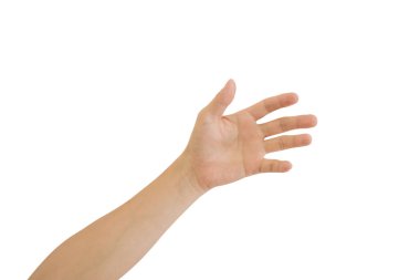 Beyaz arka planda el ele izole genç adam kırpma yolu dahil.