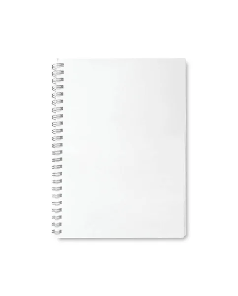 Cuaderno Espiral Metal Blanco Aislado Sobre Fondo Blanco Incluye Recorte — Foto de Stock