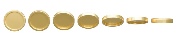 Colección Monedas Oro Forma Diferente Sobre Fondo Blanco Ilustración Representación — Foto de Stock