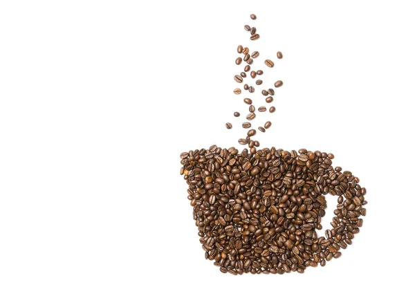 咖啡豆的形状是杯子的形状 — 图库照片