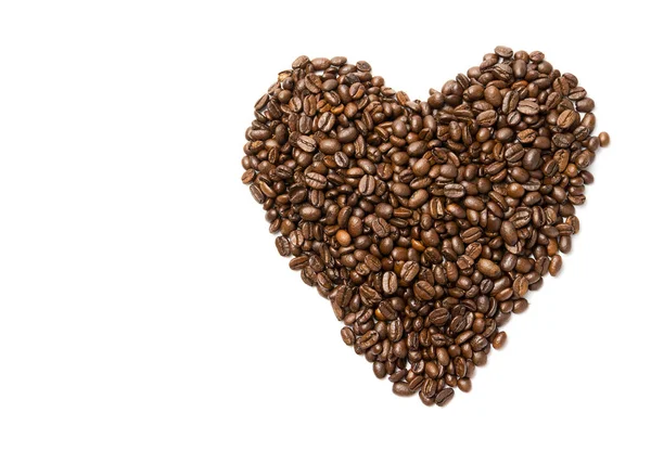 咖啡豆的心脏 心形咖啡豆白色背景隔离 — 图库照片
