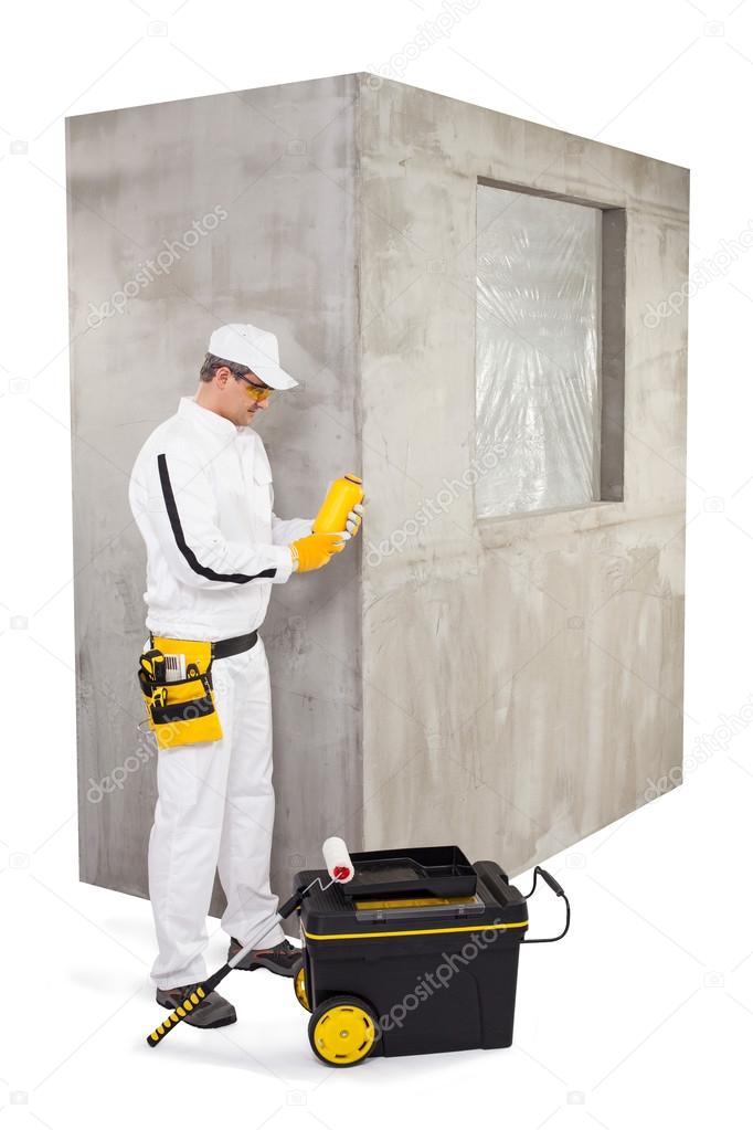 Construction worker and thermal insulated wall