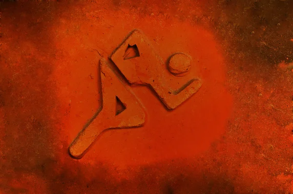 Runner sembolü grunge kırmızı kiremit — Stok fotoğraf