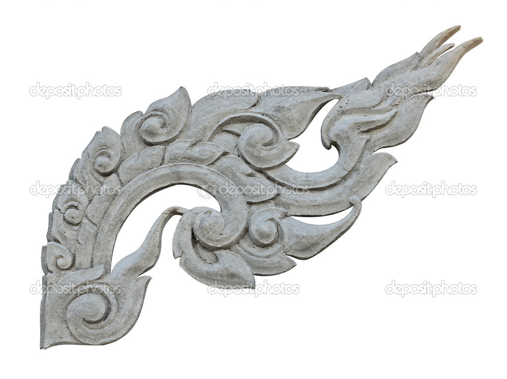 Thai style decorative pattern molding isolated on white backgrou