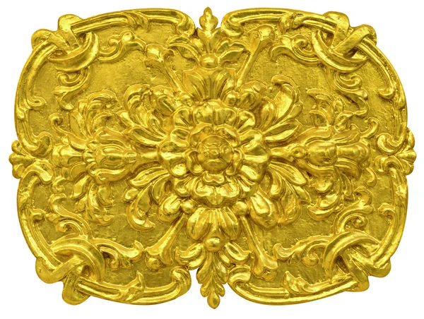 Moldagem padrão decorativo tailandês dourado isolado em branco — Fotografia de Stock