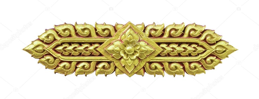 Golden Thai decorative pattern isolated on white background with working path