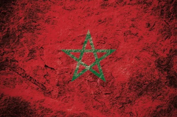 Bandeira Reino Marrocos Fundo Pedra Grunge — Fotografia de Stock