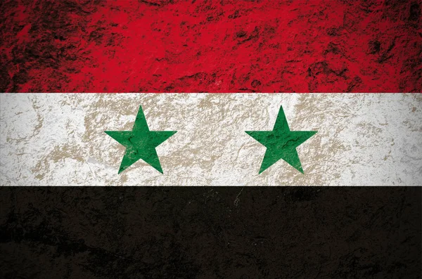 Syrian Arab Republic Flag Grunge Stone Background — Stock Photo, Image